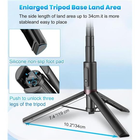 67 Inch Phone Tripod Stand with Remote Selfie Stick for iPhone Android Camera - Picture 4 of 7